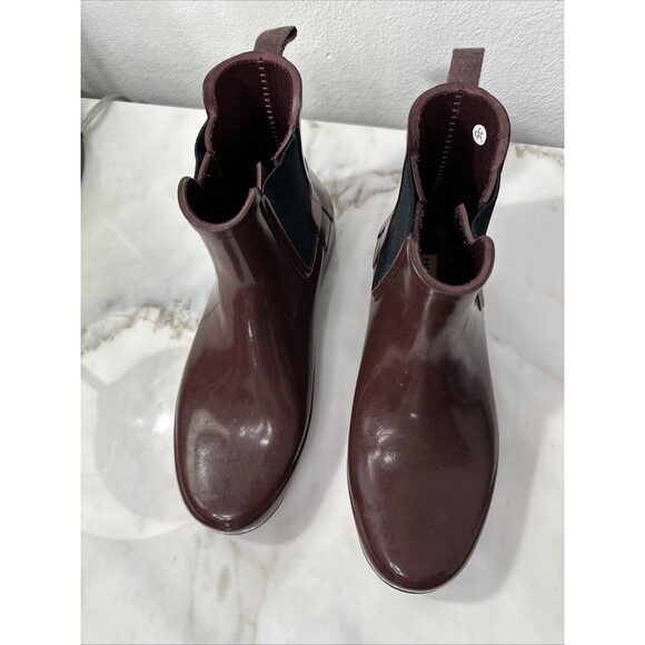 Hunter Rain Boots Women's Size 7 Maroon Burgandy Chelsea Short - Picture 2 of 7